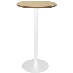 Rapidline Estillo Disc Base Dry Bar Table 600D x 1085mmH Oak Top White Base