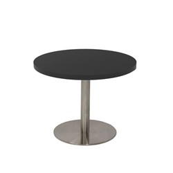 Rapidline Estillo Disc Base Round Table 600D x 755mmH Black Top Stainless Steel Base