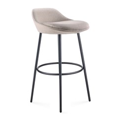 Rapidline Eros Bar Stool Black Frame Stone Fabric Seat 