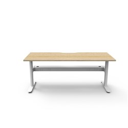 Rapidline Halo Static Single Sided Workstation + Cable Tray 1800Wx750Dx730mmH Oak/White