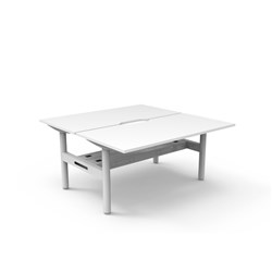 Rapidline Halo Static Back To Back Workstation + Cable Tray 2 Person 1500Wx730mmH Wht/Wht