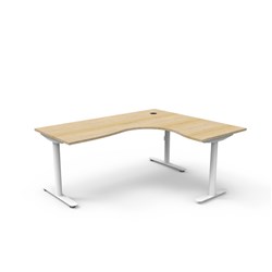 Rapidline Halo Static Corner Workstation 1800/1500W x 750D x 730mmH Oak/White