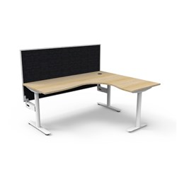 Rapidline Halo Static Corner Workstation + Screen 1800/1500W x 1330mmH Oak/White