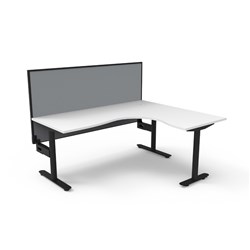 Rapidline Halo Static Corner Workstation + Screen 1800/1500W x 1330mmH White/Blk