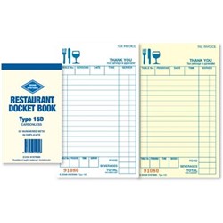 Zions 15D Docket Book Carbonless Duplicate 165x95mm 
