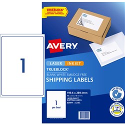 Avery Internet Shipping Laser & Inkjet Labels White L7167 199.6x289.1mm 1UP 10 Labels